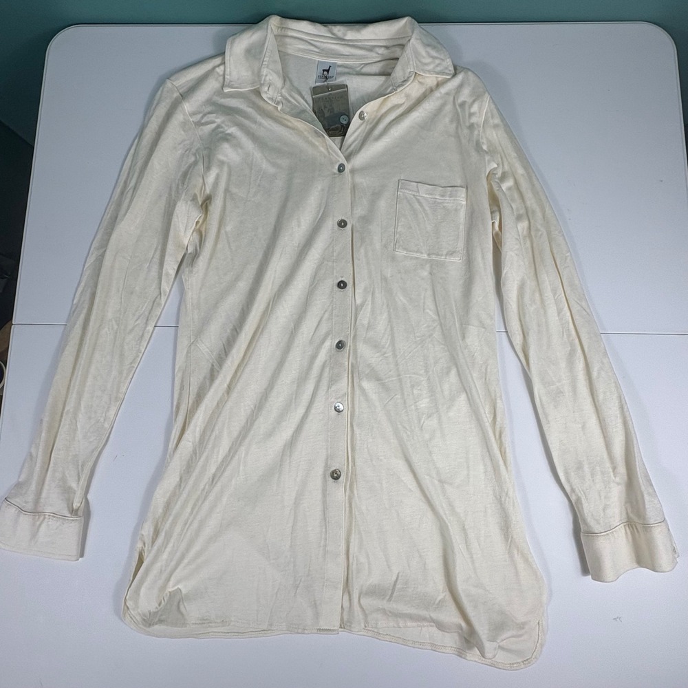 Peruvian‎ Connection Snow Drift Pima Cotton Button Up Shirt Womens S NWT